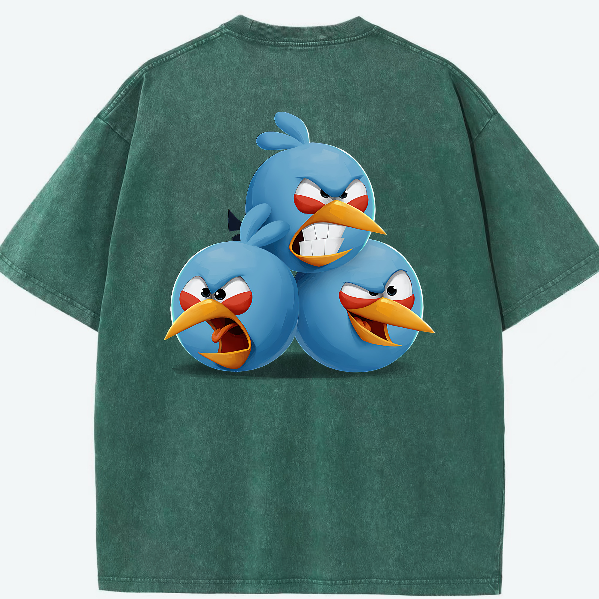（画像用） Angry Birds アングリーバード 綿100% ヴィンテージ風 半袖Tシャツ（背面プリント）